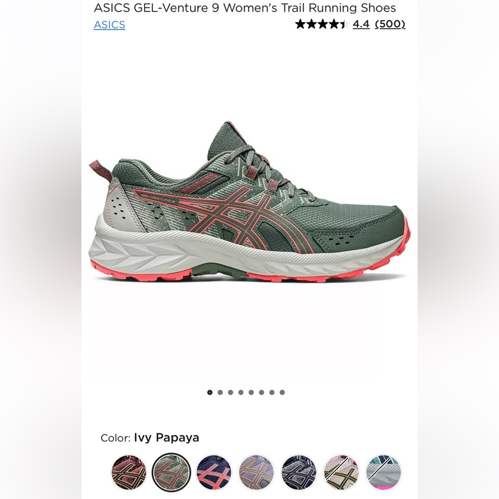 Asics Women's Sneakers in Green and Pink